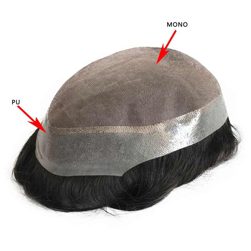 Elegant Hair Fine Mono with Thin Skin Perimeter Hair replacement for Men