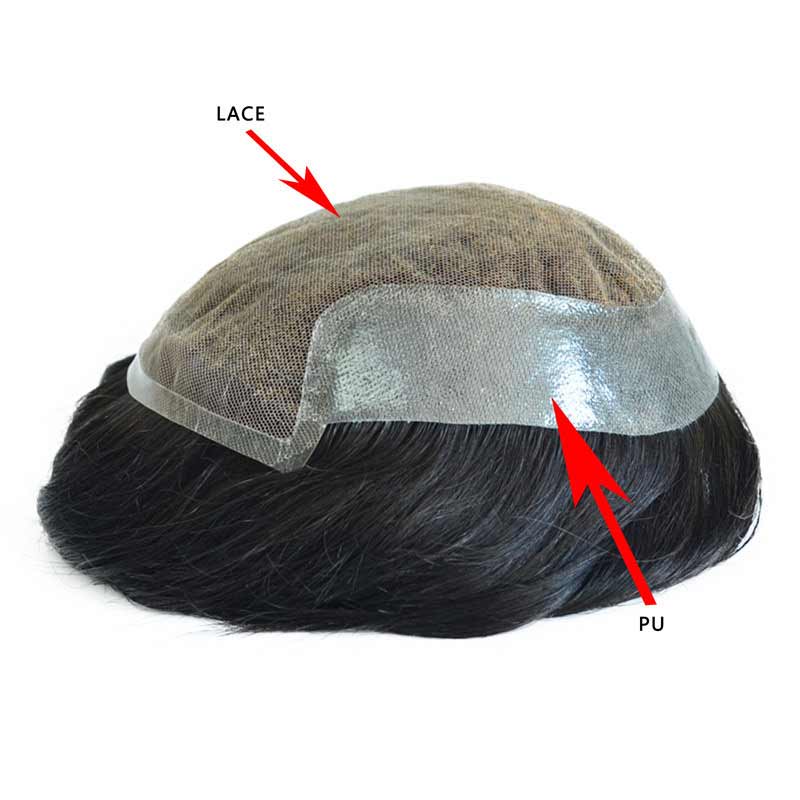 Elegant Hair SWISS Lace with PU on Sides and Back Toupee Hair Piece