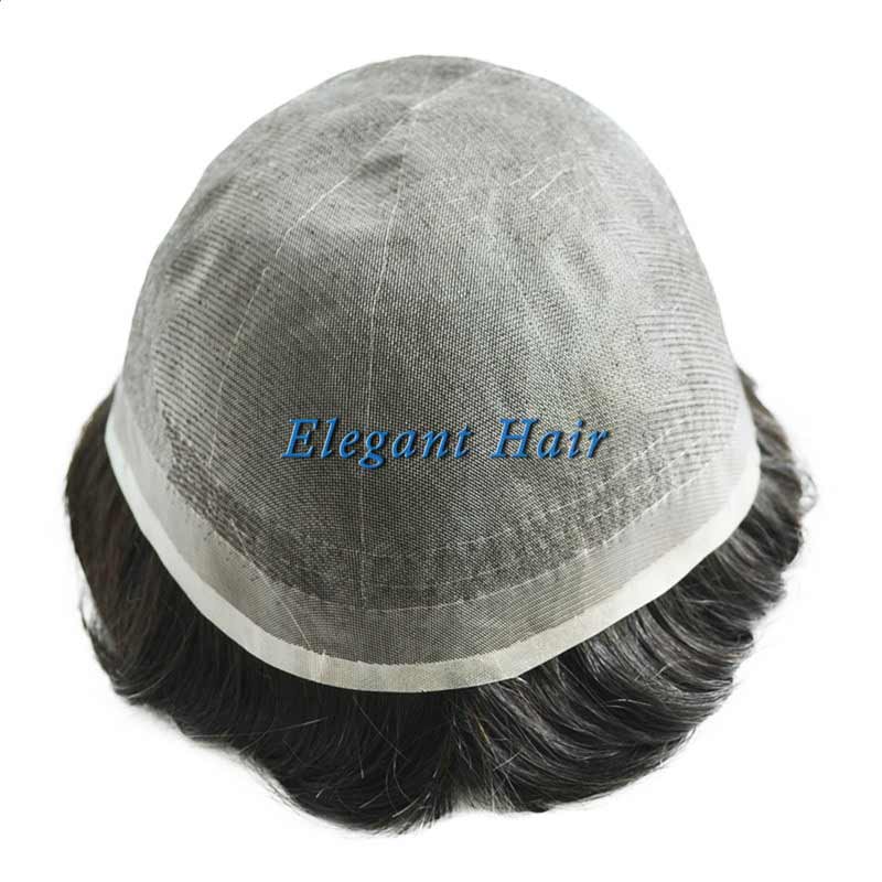 Human Hair Men's Toupee Fine Welded Mono Human Hair Replacement System