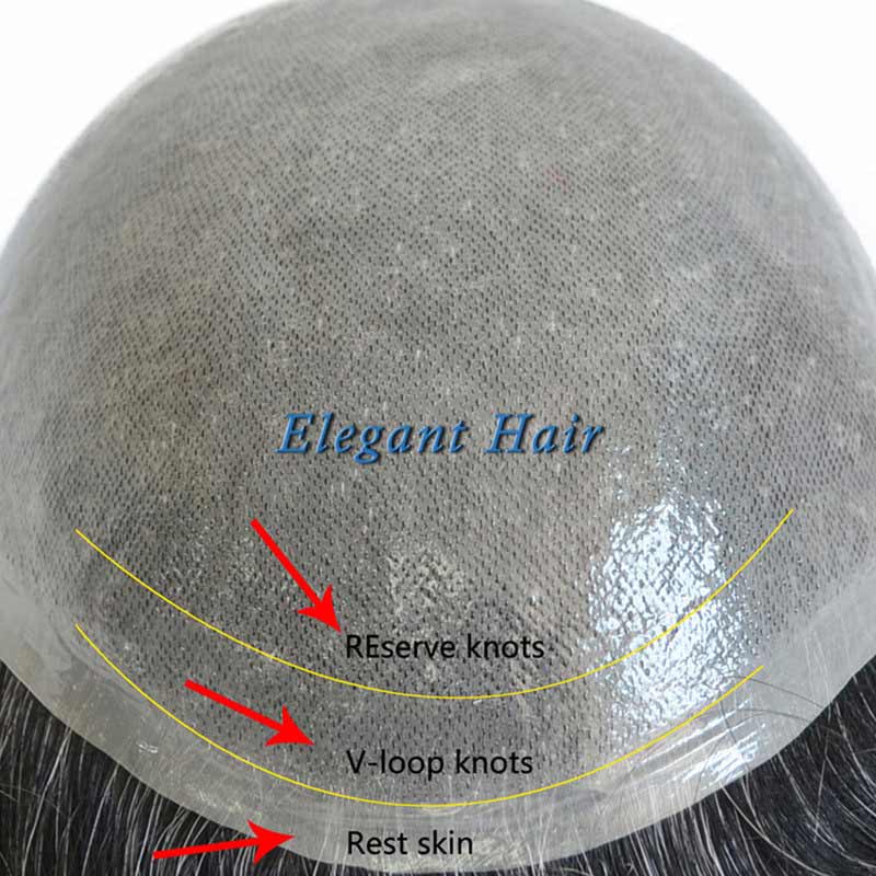 Poly Skin High Quality Short Black Mens Toupees Hair Pieces