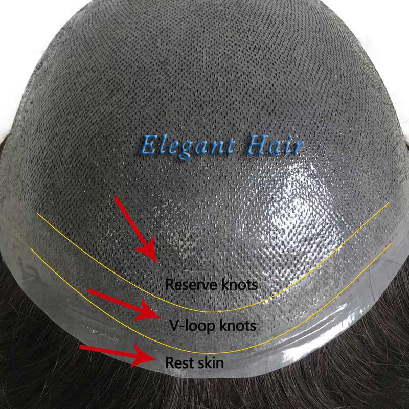 Mens Toupee Hair Replacement System Unit Men Hairpiece Thin Skin Human Hair