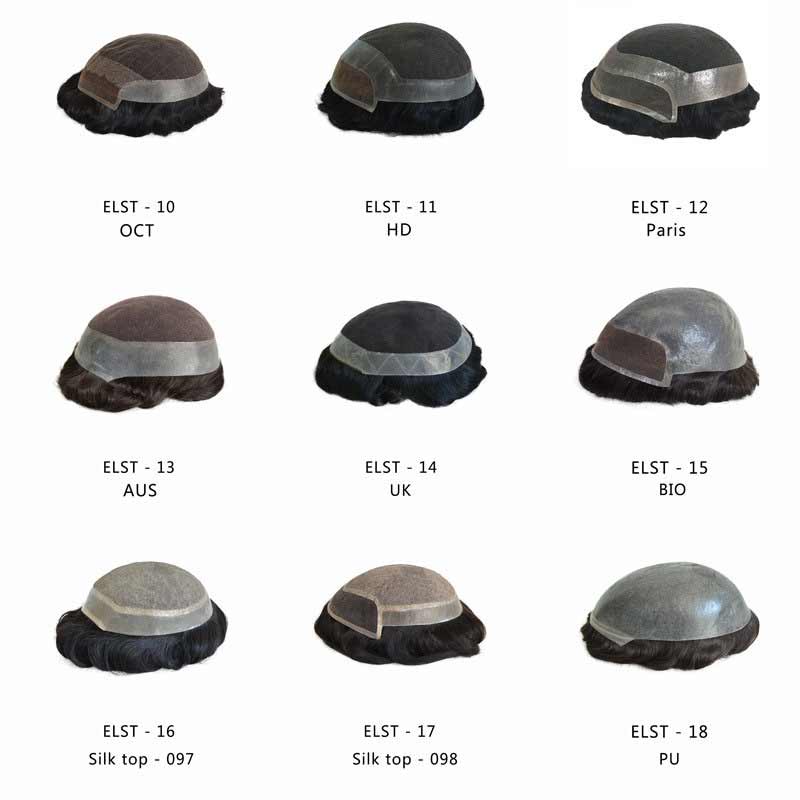 Self-glued toupee with different thickness PU base