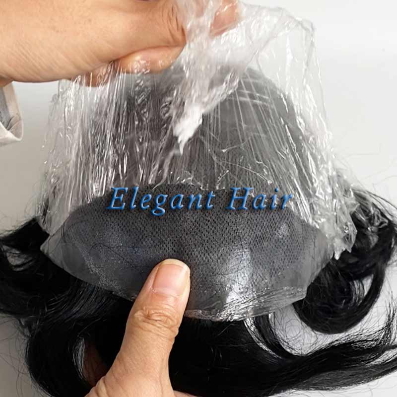 Self-glued toupee with different thickness PU base