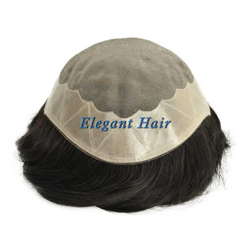 Elegant Hair human toupee fine mono with NPU around and long life