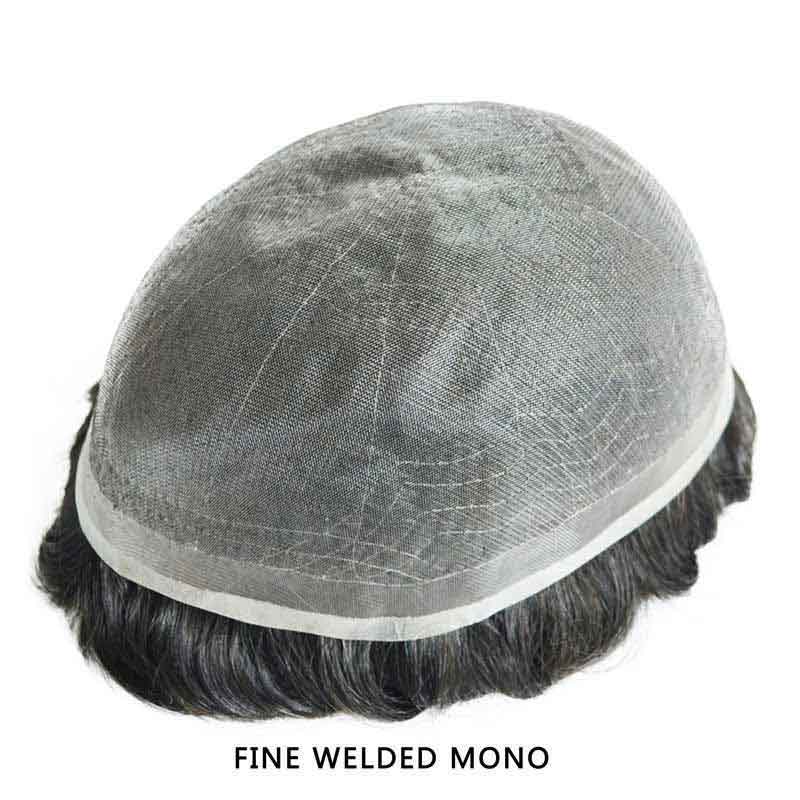 Human Hair Men's Toupee Fine Welded Mono Human Hair Replacement System